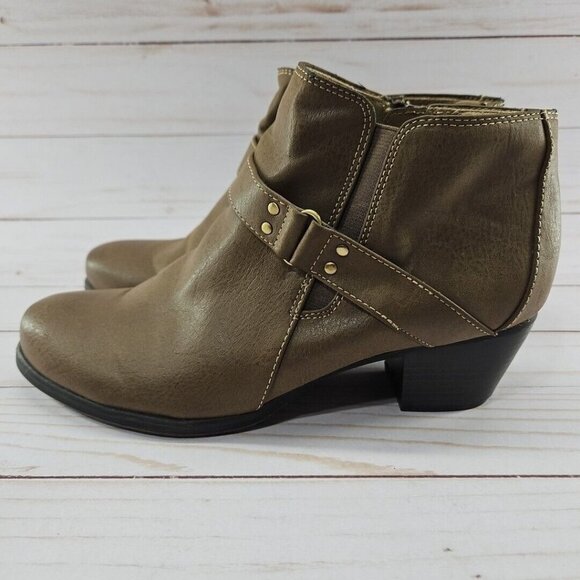 Naturalizer Kieran Ankle Boots‎ Womens Size 7 M Brown Leather Booties Block Heel - Picture 1 of 10